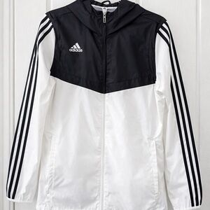 Adidas Black and White Hooded Jacked size M for Ladies